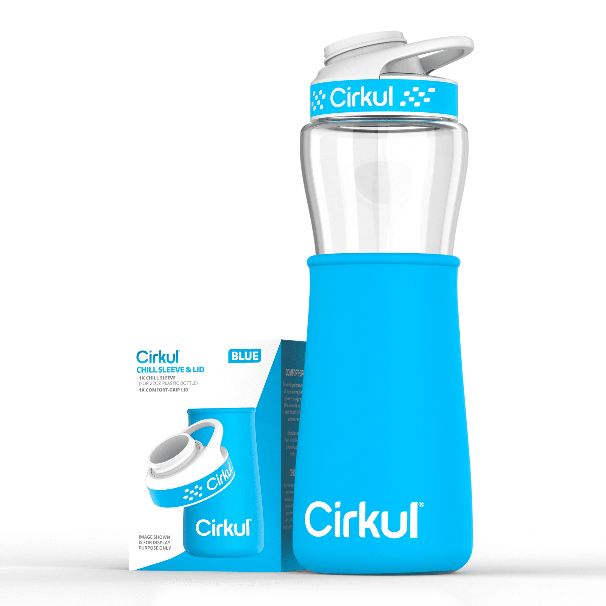 Cirkul Chill Sleeve & Comfort-Grip Lid for 22oz Bottle, Blue