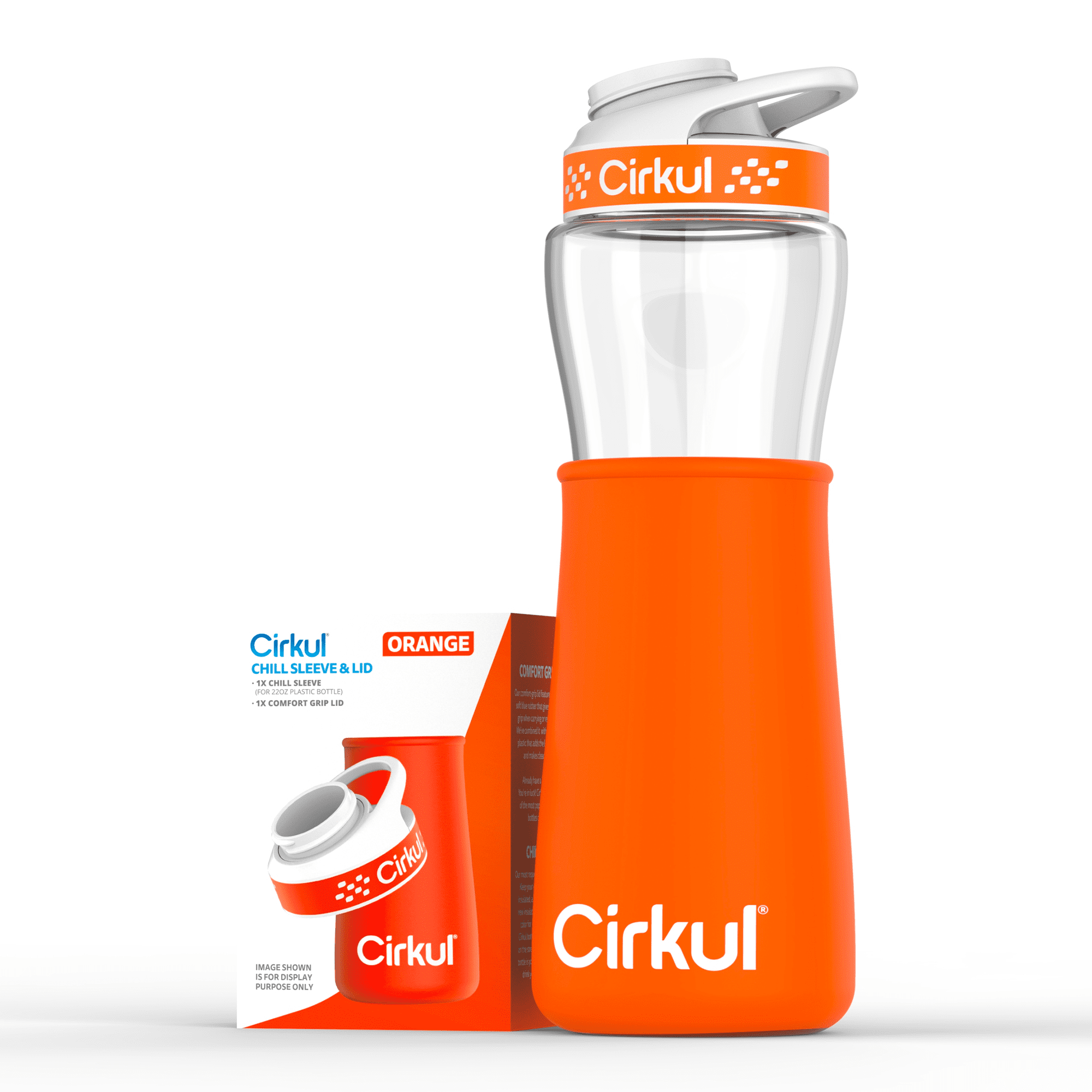 Cirkul Chill Sleeve & ComfortGrip Lid for 22oz Bottle, Orange