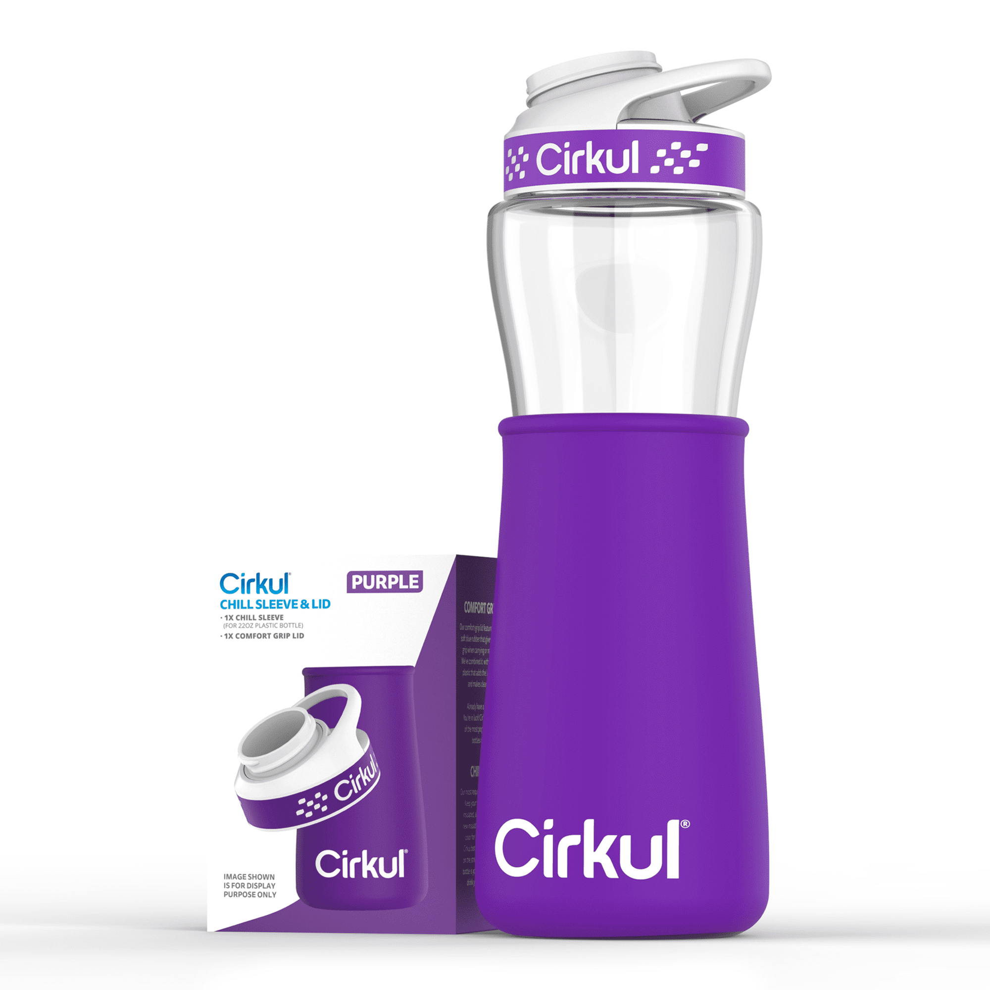 Cirkul Chill Sleeve & Comfort-Grip Lid for 22oz Bottle, Purple 
