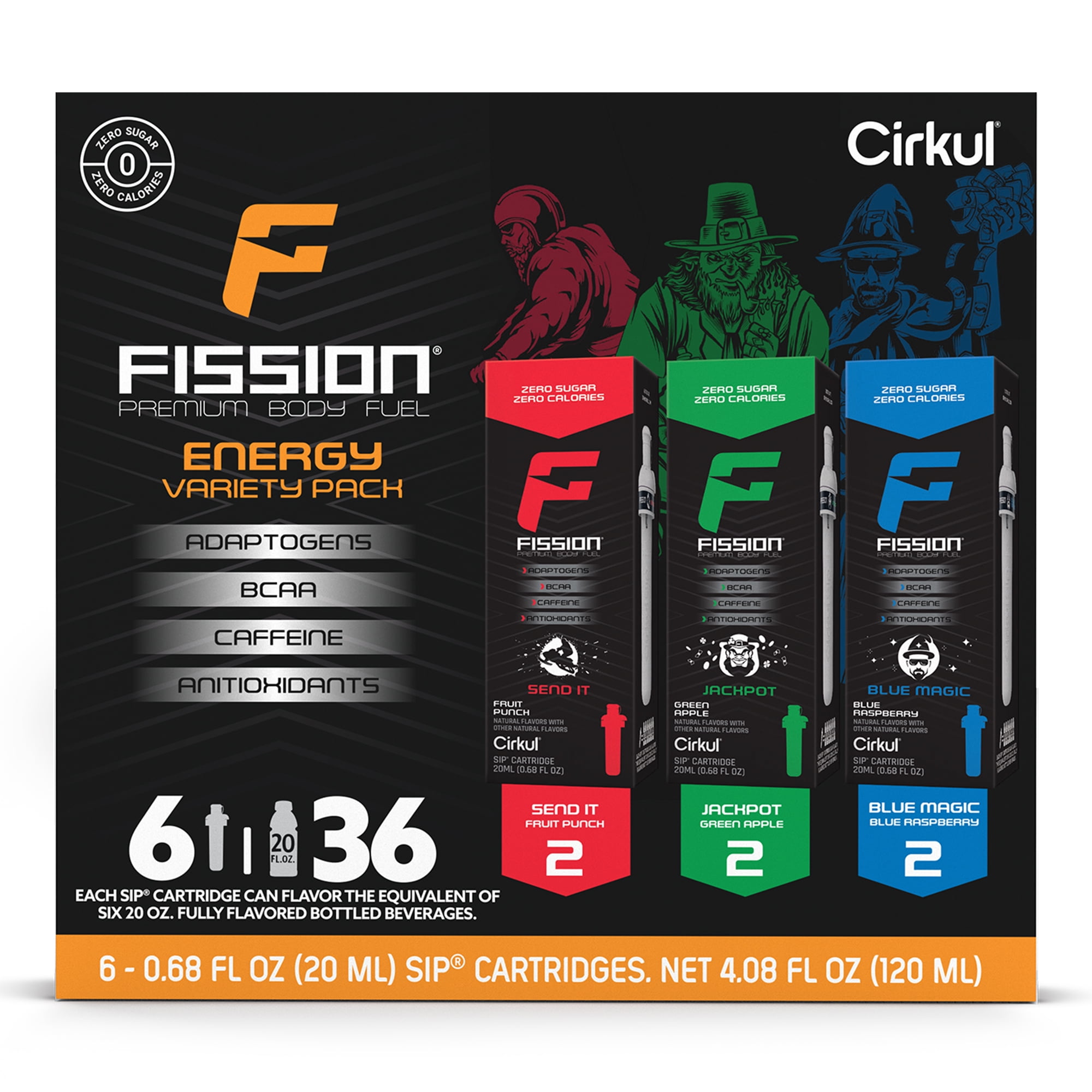 Cirkul Fission Flavor Cartridge Variety Pack, 6-Pack (2 Send It, 2 Jackpot, 2 Blue Magic)