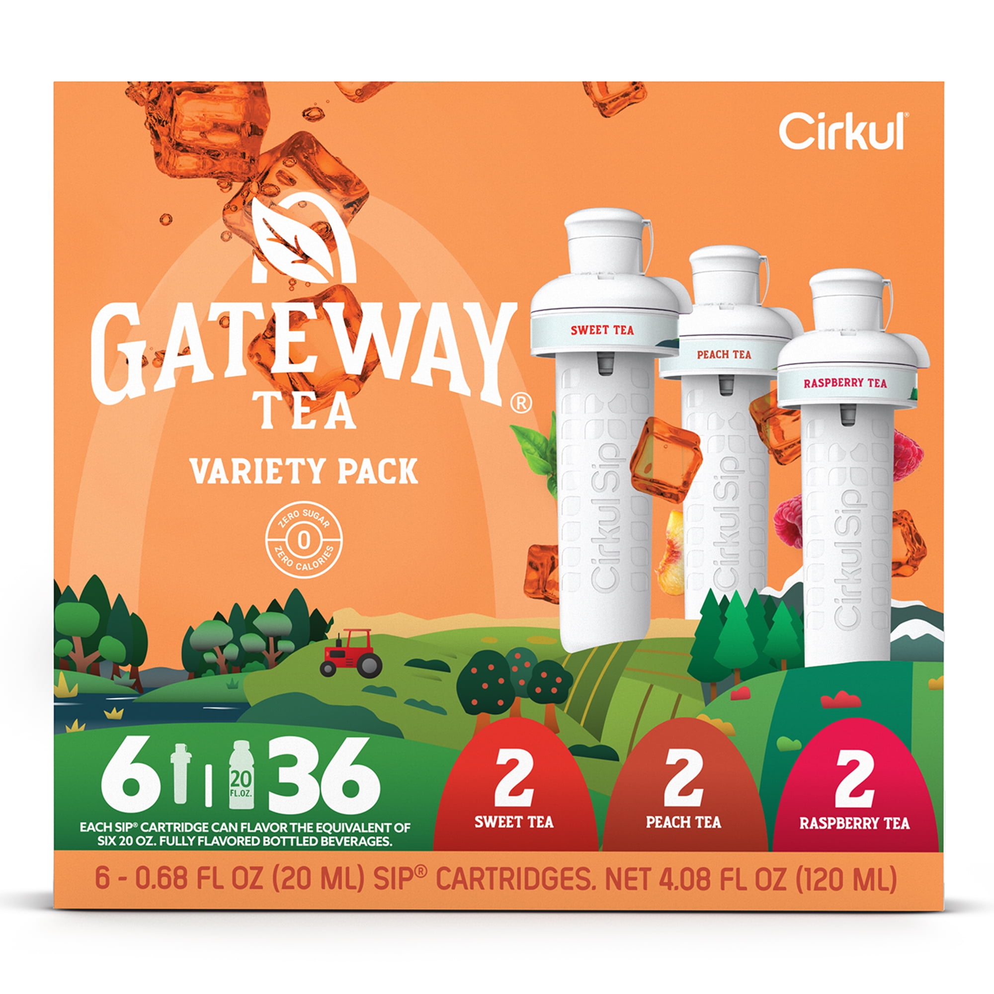 Free Shipping! Cirkul Gateway Tea Flavor Cartridge Variety Pack 6-Pack with Sweet Raspberry & Peach Tea