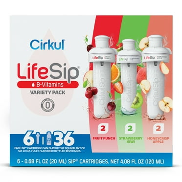 Cirkul LifeSip Flavor Cartridge Variety Pack, Drink Mix, 6-Pack (2 Fruit Punch, 2 Strawberry Kiwi, & 2 Honeycrisp Apple)