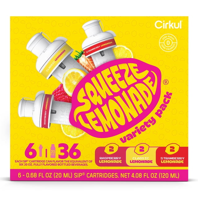 Cirkul Tangy Raspberry Cirkul Squeeze Flavor Cartridge Variety Pack, 6-Pack (2 Classic, 2 ...