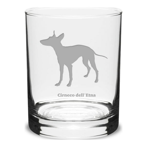 Cirneco Dell'Etna Deep Etched 14 oz Classic Double Old Fashion Glass