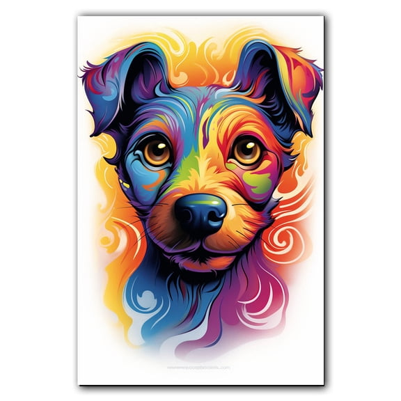 Cirnecodell Dog Canvas Wall Art Colorful Pets Graffiti Highland Canvas Oil Painting Canvas Print Street Art Modern Artwork Living Bedroom Bathroom Home Office Decor