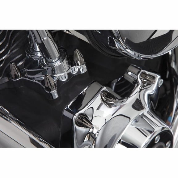 Ciro 70017 1/4in. Add-On Engine Bolt Cap Set - Fluted Spike - Black (10 pc.)
