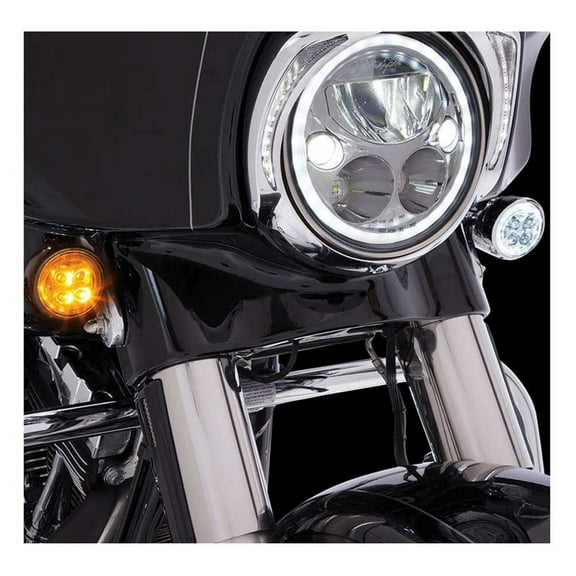 Ciro Fang Front LED Signal Light Inserts, '00-up Harley Bullet Lights, Chrome