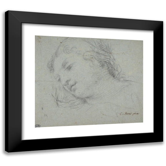 Ciro Ferri 14x12 Black Modern Framed Museum Art Print Titled - Head of a Woman (1634-89)