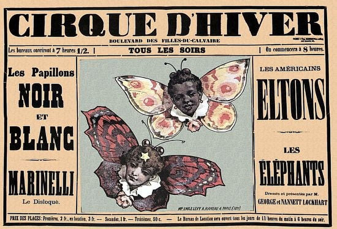 Cirque DHiver Papillons Noir Et Blanc Circus Canvas Art - (24 x 36)