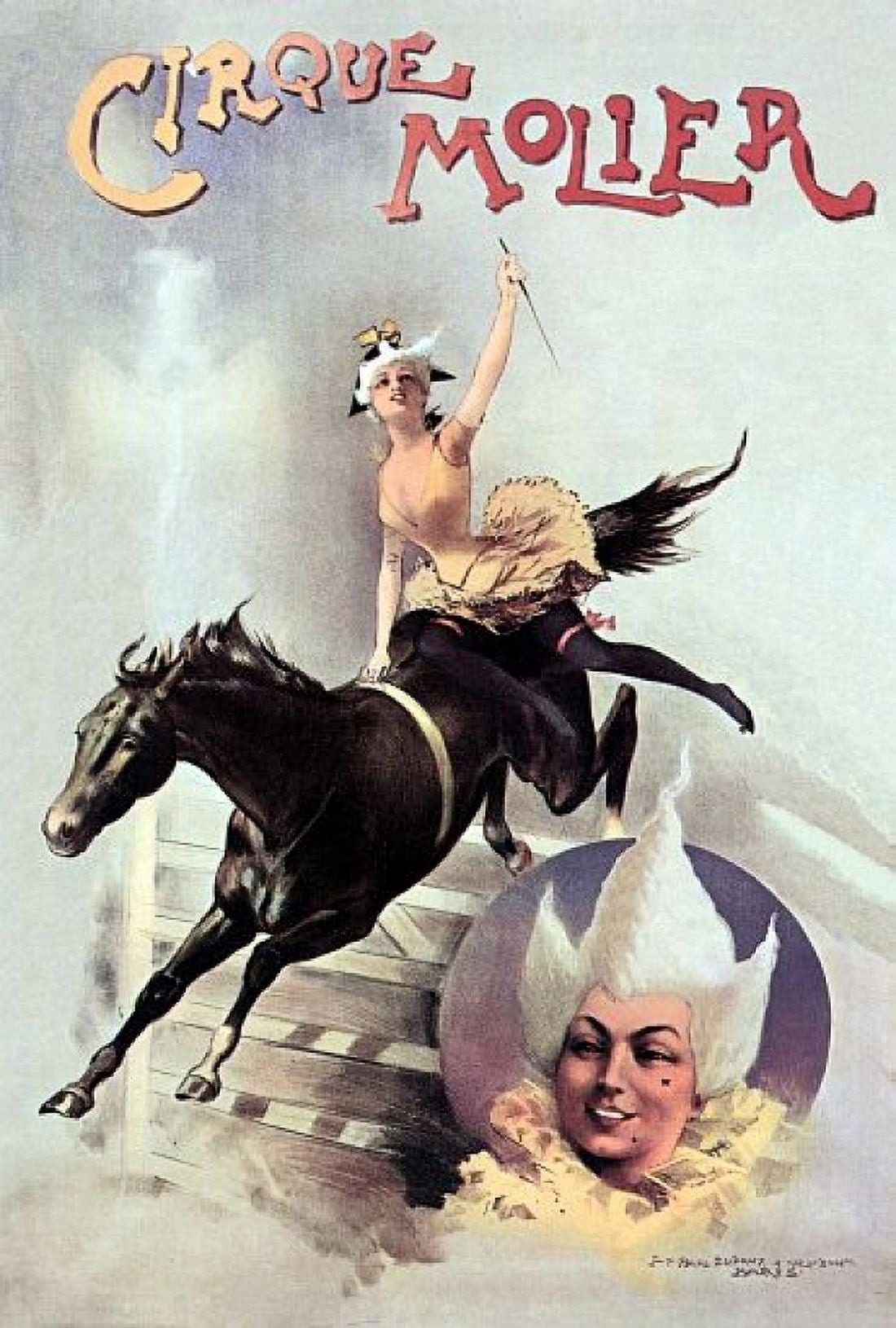 Cirque Molier Woman On Horseback Circus Canvas Art - (36 x 54)