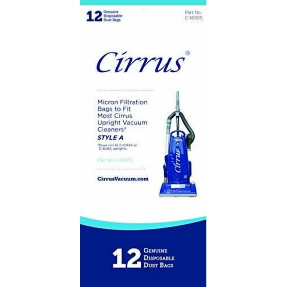Cirrus ProGrade 12 Pack Upright Vacuum Cleaner Bags Fits ALL Cirrus & ProGrade Models Part C-14005