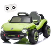 Cirui 12V Licensed Volkswagen Beetle Kids Ride On Electric Car, 6-Wheeler Toy Car with Remote Control, LED Headlights, Horn, USB Music Player,Green