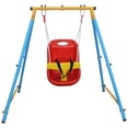 thumbnail image 1 of Mersco Toddler Swing Set for Backyard, Heavy Duty Metal A-Frame Baby Swing with Safety Belt and Comfy Seat, Indoor Outdoor Playset for Ages 9-36 Months, Multicolor, 1 of 7