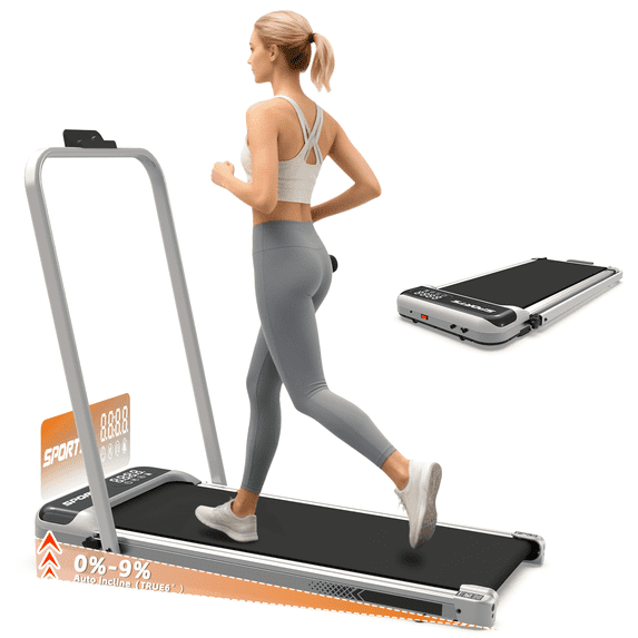 Cirui 3 in 1 Walking Pad Under Desk Treadmill with Incline,2.5 HP Portable Walking with Pad Handle Bar,260 Lbs Foldable Treadmills with Remote Control & LED Display for Office Home Use,Gray