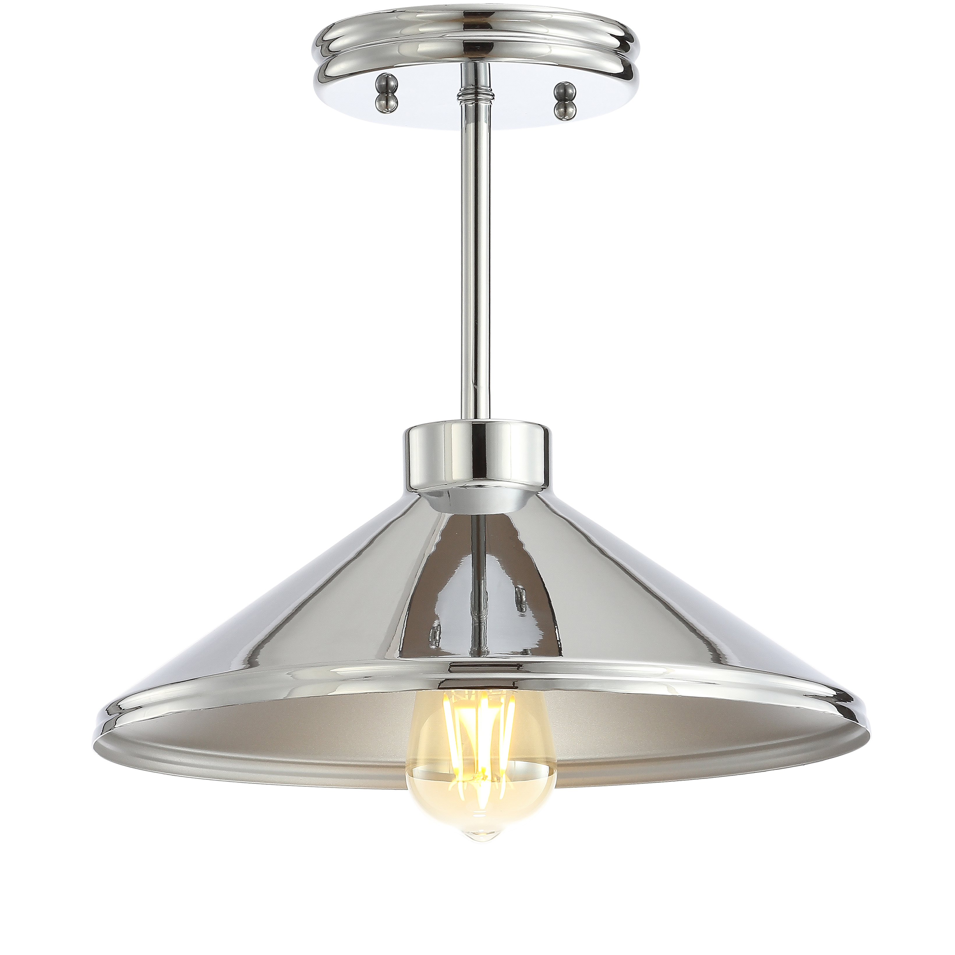 Coastal Chrome Drum 11.75" LED Flush Mount Ceiling Light