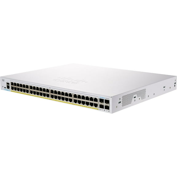 Cisco 350 CBS350-48P-4G Ethernet Switch - 52 Ports - Manageable - 2 Layer Supported - Modular - 370 W PoE Budget - Optical Fiber, Twisted Pair - PoE Ports - Lifetime Limited Warranty