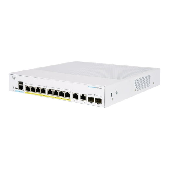 Cisco 350 CBS350-8FP-2G Ethernet Switch - 10 Ports - Manageable - 2 Layer Supported - Modular - 120 W PoE Budget - Optical Fiber, Twisted Pair - PoE Ports - Lifetime Limited Warranty
