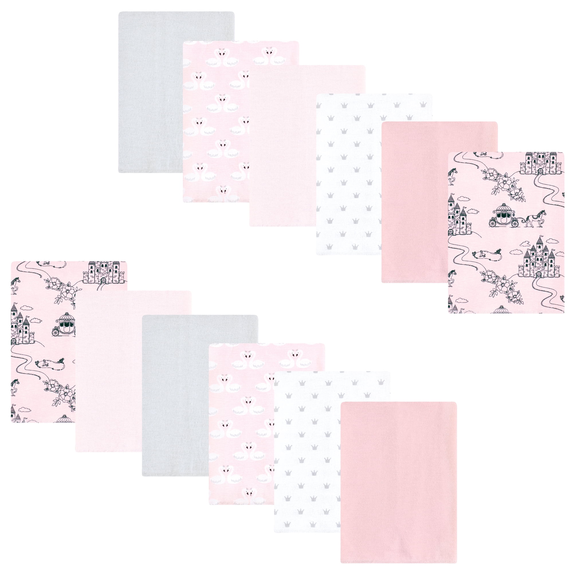 Luvable Friends Hudson Baby Flannel Burp Cloths 12pk, Pink Princess
