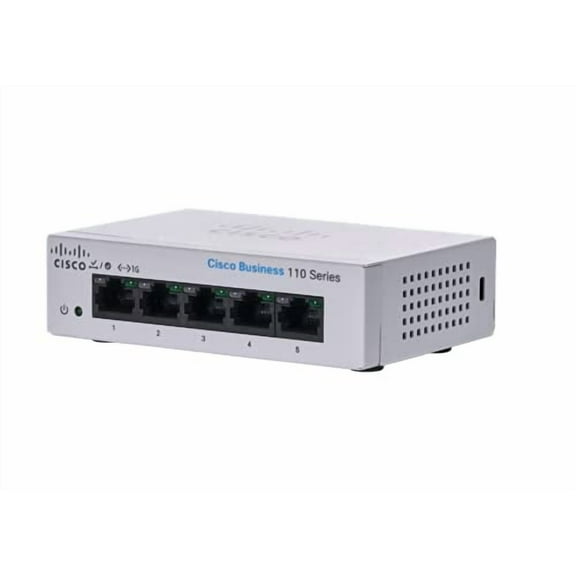 Cisco Business CBS110-5T-D Unmanaged Switch, 5 Port GE, Desktop, Ext PS, Limited Lifetime Protection (CBS110-5T-D-NA)