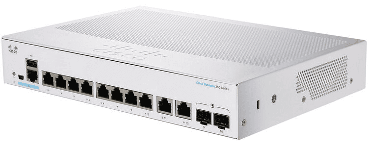 Cisco CBS350-8T-E-2G 8-Port Managed Gigabit Ethernet Switch with 2 SFP Uplinks – Layer 2/3, New Sealed