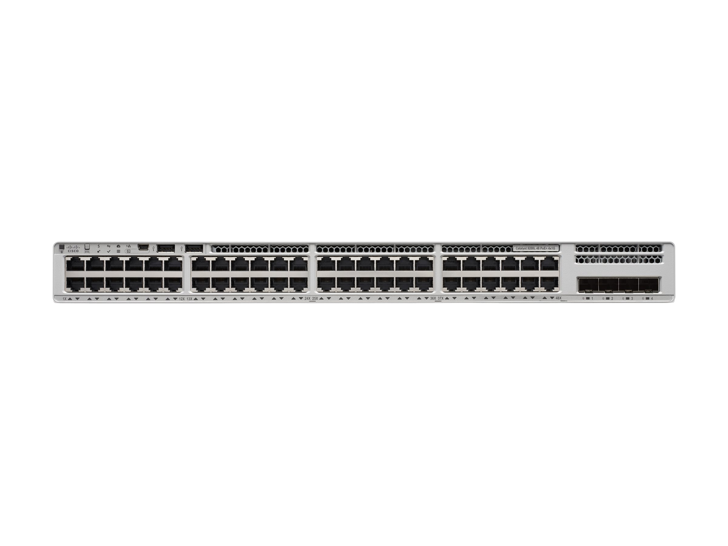 Cisco Catalyst 9200L48-port Partial PoE+ 4x1G Uplink Switch, Network Essentials - 48 Ports - Manageable - 3 Layer Supported - Modular - 4 SFP Slots - 600 W Power Consumption - 370 W PoE Budget - Twist