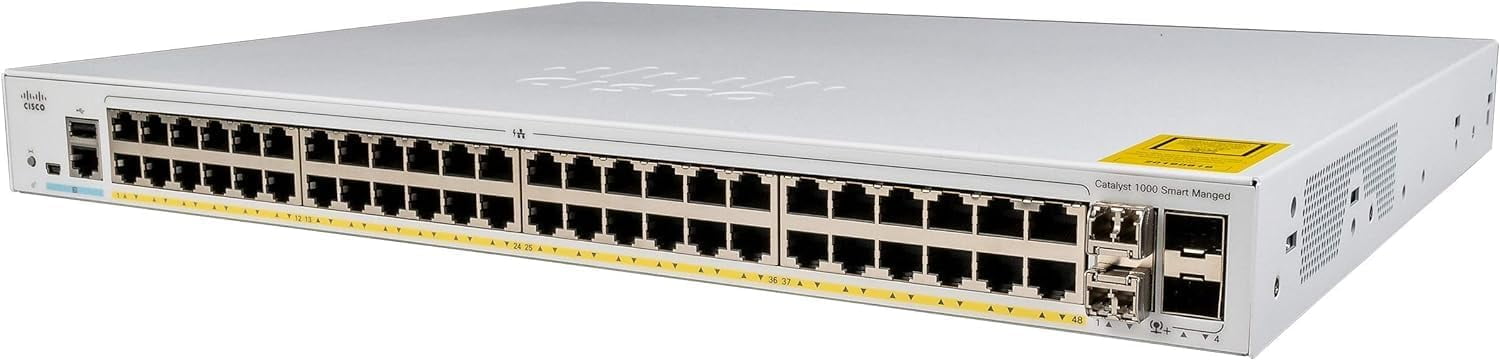 Cisco Catalyst C1000-48P-4X-L 48-Port PoE+ Managed Gigabit Ethernet Switch with 4x10G SFP+ Uplinks – Layer 2 Network Switch – New Sealed