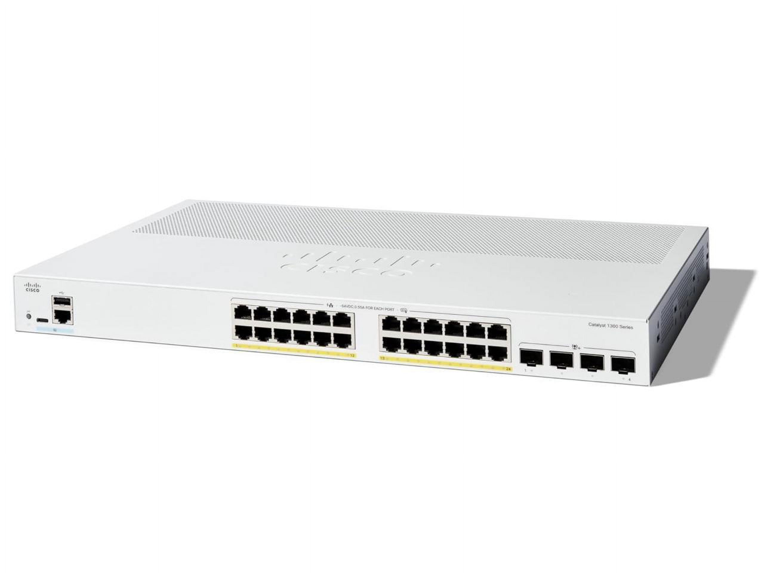 Cisco Catalyst C1300-24P-4X Ethernet Switch, 24 Ports - Manageable - 10 Gigabit Ethernet - 10/100/1000Base-T, 10GBase-X - 3 Layer Supported