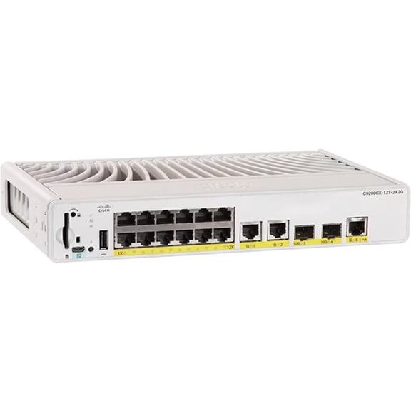 Cisco Catalyst C9200CX-12P-2X2G Ethernet Switch - 12 Ports - Manageable - 10 Gigabit Ethernet - 10GBase-T, 10GBase-X - 3 Layer Supported - 315 W Power Consumption - 310 W PoE Budget - Optical Fiber...