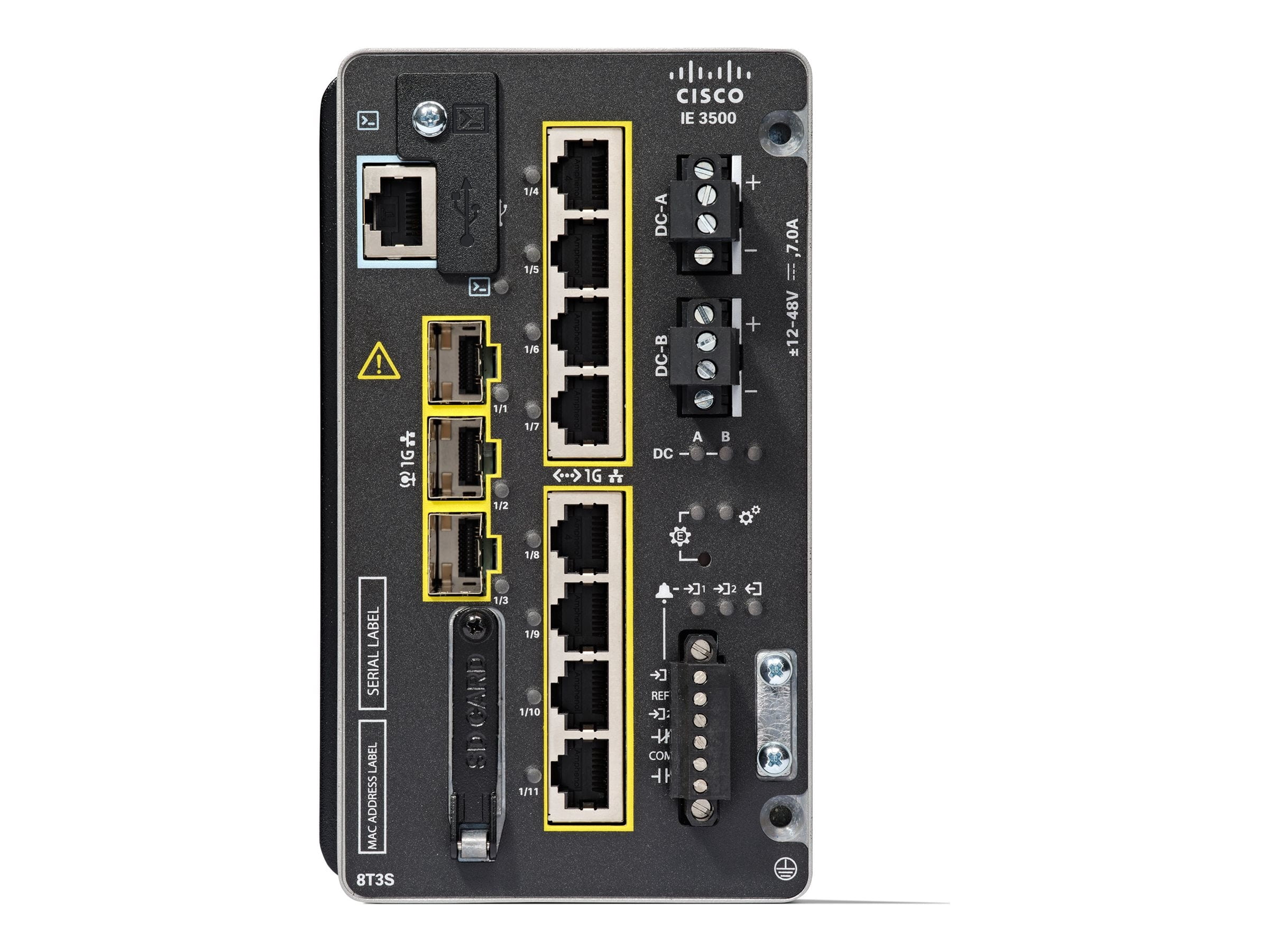 Cisco IE-3500-8T3S-A Rugged Switch - managed - 8 x 10/100/1000 + 3 x Gigabit SFP - Layer 2/Layer 3 - DIN rail mountable - Network Advantage License