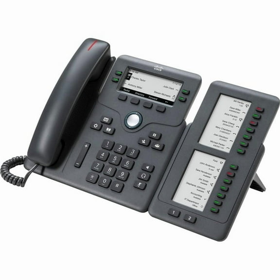 Cisco IP Phone 6800 Key Expansion Module, 2 Grayscale Displays, Adds 14 Line Keys and 2 Page Buttons, 1-Year Limited Hardware Warranty (CP-68KEM-3PCC=