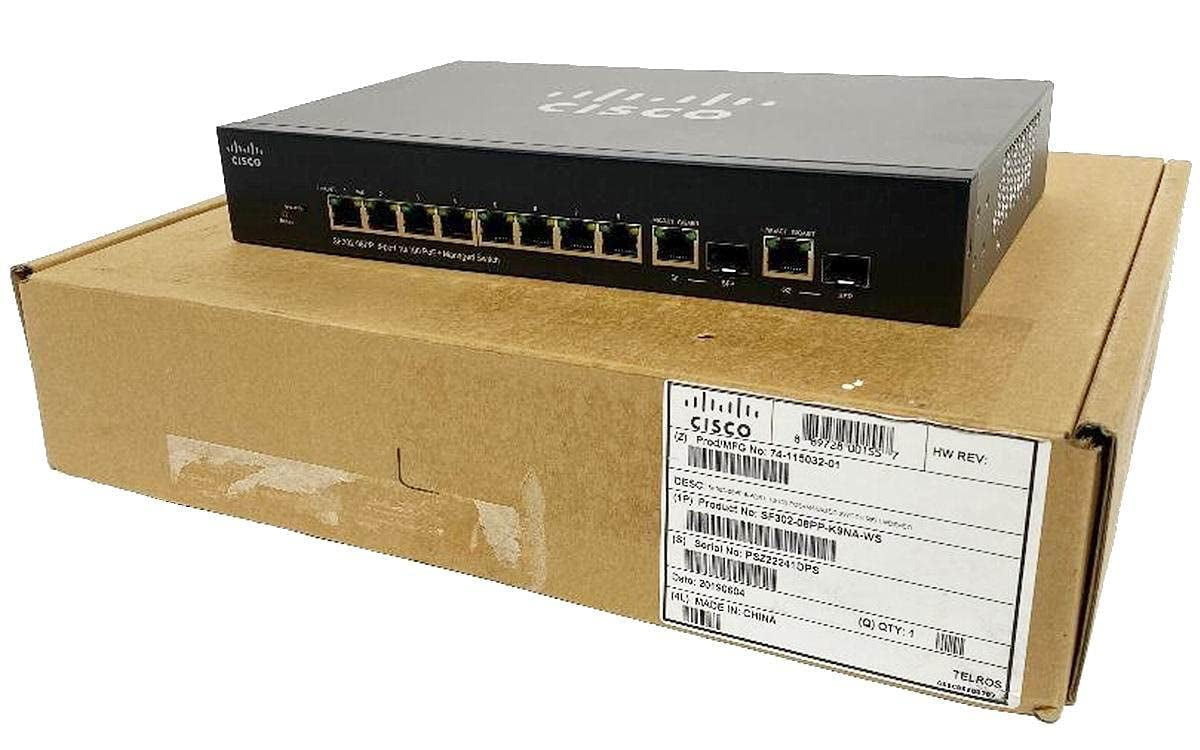 Cisco SF302-08PP 8-Port 10/100 PoE+ Managed Switch (sf302-08pp-k9-na)