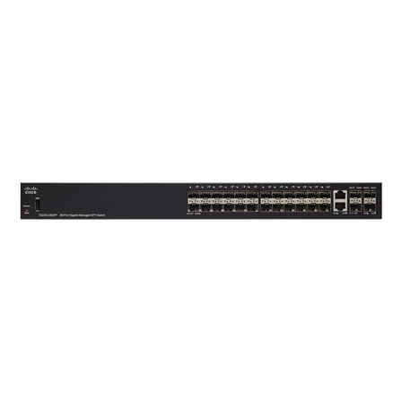 Cisco SG350-28SFP 28-Port Gigabit Managed SFP Switch - 28 x Gigabit Ethernet Expansion Slot - Manageable - Optical Fiber - Modular - 3 Layer Supported - Rack-mountable, Desktop - Lifetime Limited Warr