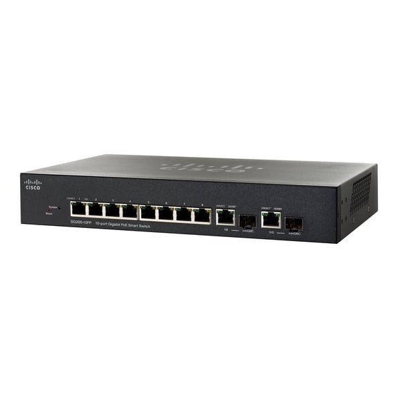 Cisco Small Business Smart SG200-10FP - Switch - managed - 8 x 10/100/1000 (PoE) + 2 x 10/100/1000 - desktop, rack-mountable - PoE (62 W)