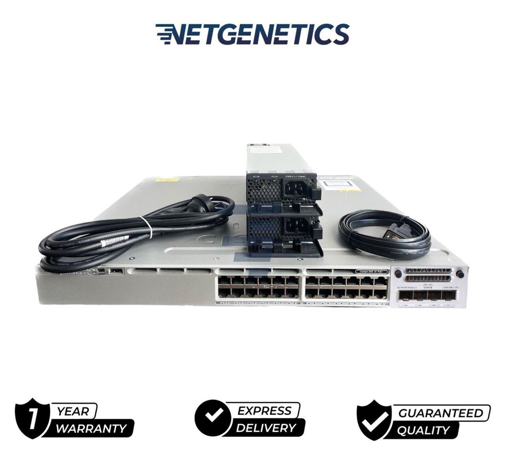 Cisco WS-C3850-24P-L Catalyst 24 Port Gigabit Ethernet PoE+ Switch Dual AC