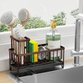 thumbnail image 1 of Room sink sponge holder, sink organizer with tall brush holder, kitchen countertop storage and storage essentials, stainless steel, soap dispenser storage, 1 of 6