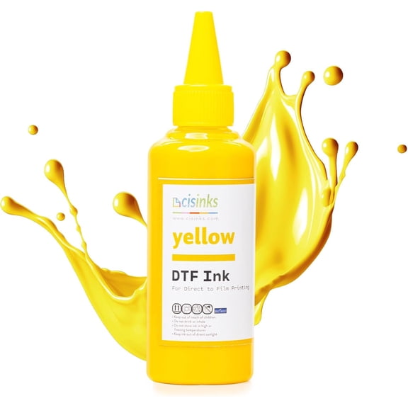Cisinks Premium DTF Ink Bottle Refill Set 100ML- Direct to Film Heat Transfer Printing, Conversion Kit, Compatible w/DTF Film-Yellow