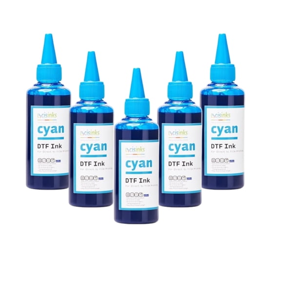 Cisinks Premium DTF Ink Bottle Refill Set 500ML- Direct to Film Heat Transfer Printing, Conversion Kit, Compatible w/DTF Film-Cyan