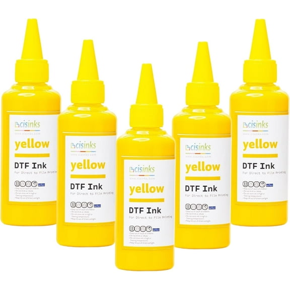 Cisinks Premium DTF Ink Bottle Refill Set 500ML- Direct to Film Heat Transfer Printing, Conversion Kit, Compatible w/DTF Film-Yellow