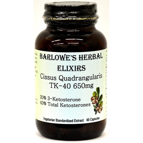 Cissus Quadrangularis TK-40 Extract - 60 650mg VegiCaps - Stearate Free, Bottled in Glass! FREE SHIPPING on orders over $49!