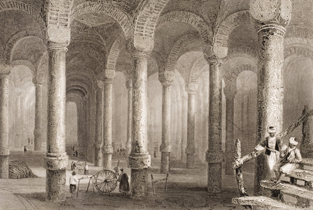 Cistern Of Ben-Veber-Direg Or The Thousand And One Turkey Engraved By J Carter After WHBartlett Canvas Art - Ken Welsh Design Pics (34 x 24)