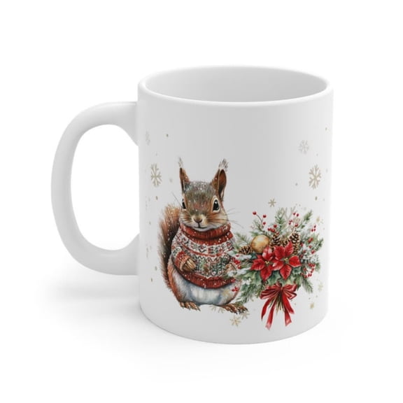 Cistmas Squirrel Mug, Fest day Coffee Cup.