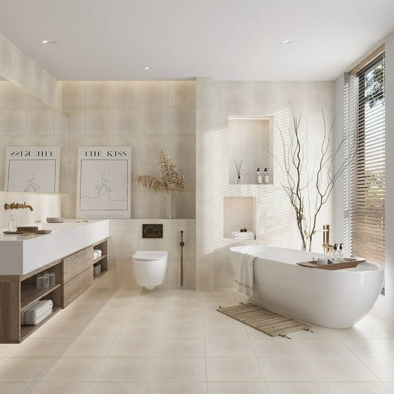 Citadel 13x13 Soft Beige Terracotta Porcelain Large Format Plain Wall and Floor Tile (10.76 sq ft/case) - 8 Pack