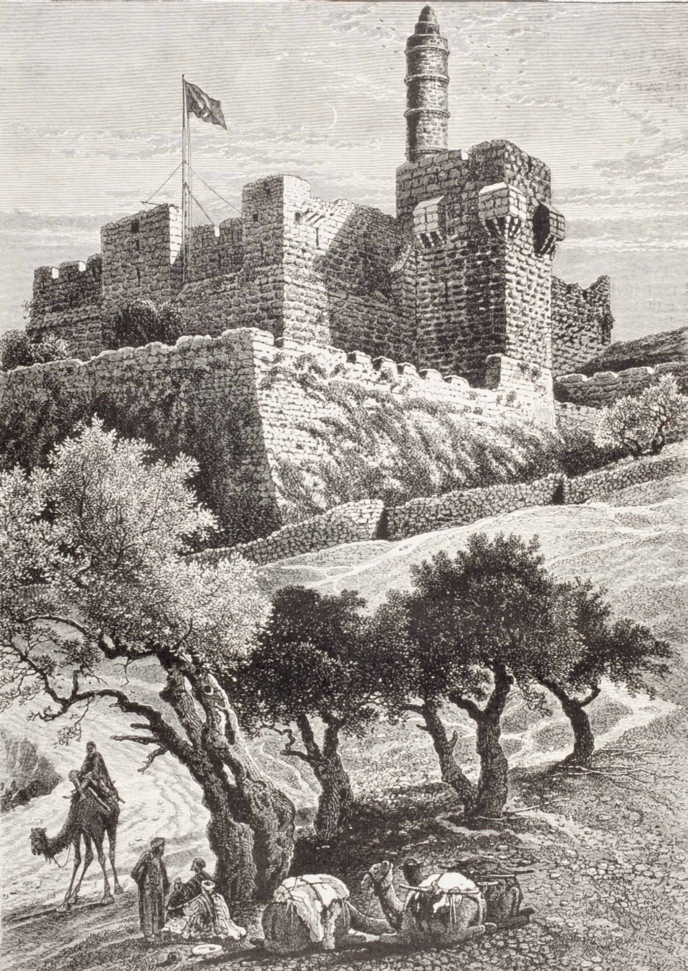 The Citadel Of Jerusalem Seen From The Valley Of Hinnom In The Late 19Th Century From El Mundo Ilustrado Published Barcelona Circa 1880 Canvas Art - Ken Welsh Design Pics (24 x 34)