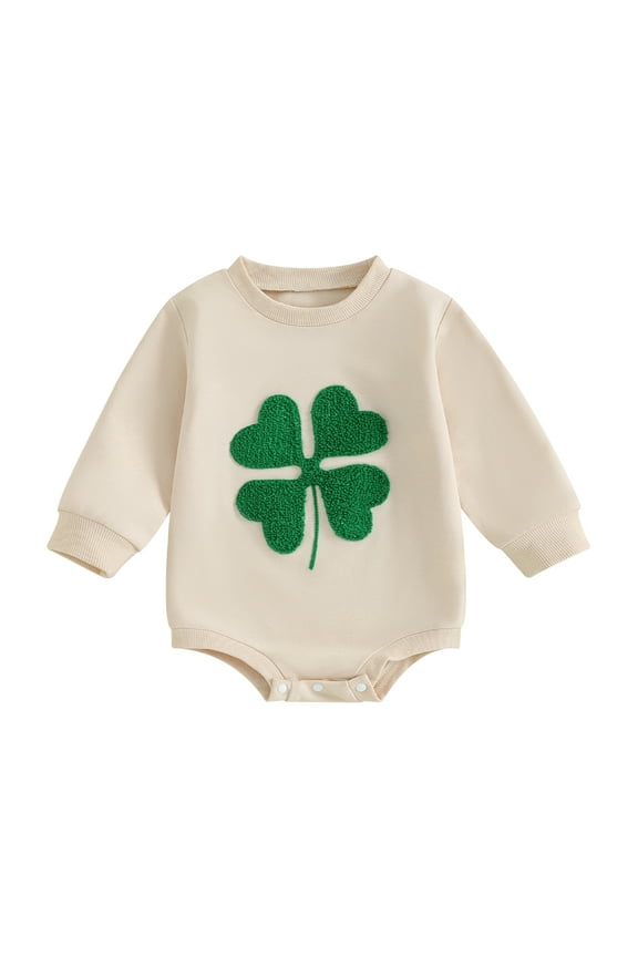 Citgeett Spring St. Patrick's Day Infant Baby Boys Girls Bodysuit 3M 6M 12M 18M Long Sleeve Clover Fall Jumpsuit Clothes