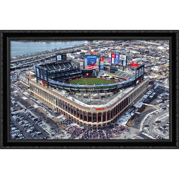Citi Field 40x26 Large Black Ornate Wood Framed Canvas Art - Home of the New York Mets