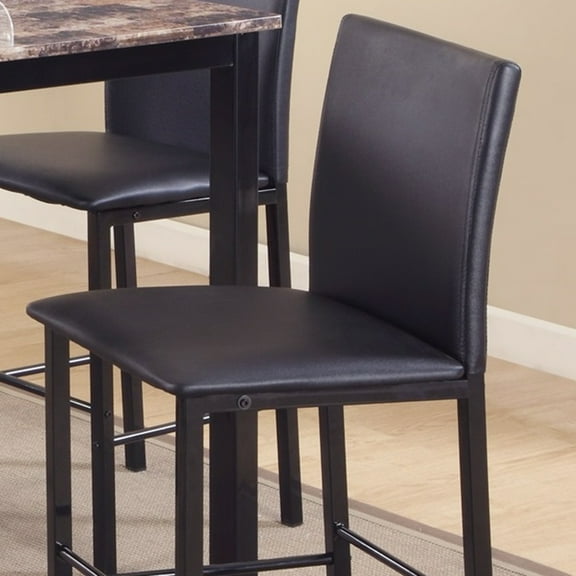 Citico Set of 4 Counter Height Dining Chairs, Dark Brown Faux Leather Seats & Black Metal Frame, Modern Bar Height Kitchen & Breakfast Nook Seating, 38" H