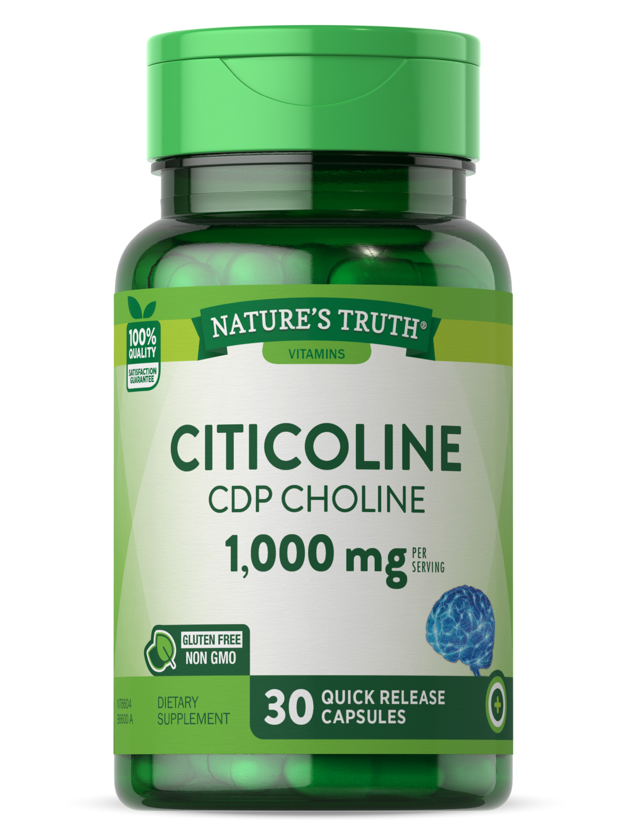 Citicoline 1000mg | 30 Capsules | CDP Choline | Non-GMO & Gluten Free Supplement | by Nature's Truth - image 1 of 6