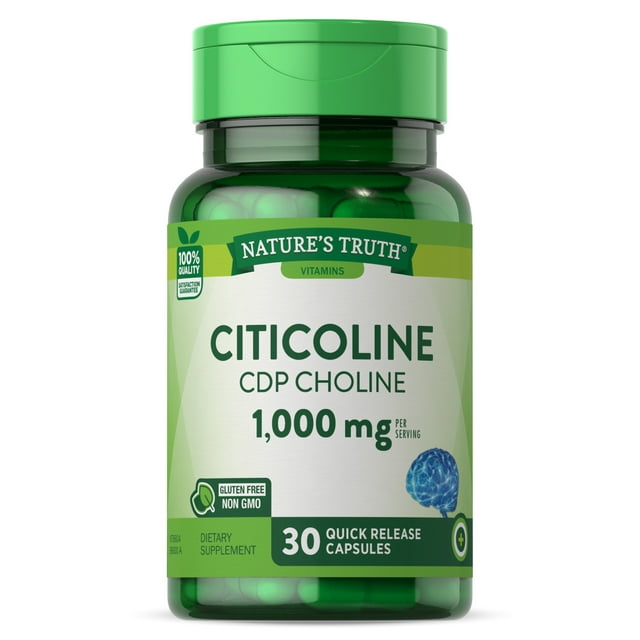 Citicoline 1000mg | 30 Capsules | CDP Choline | Non-GMO & Gluten Free Supplement | by Nature's Truth