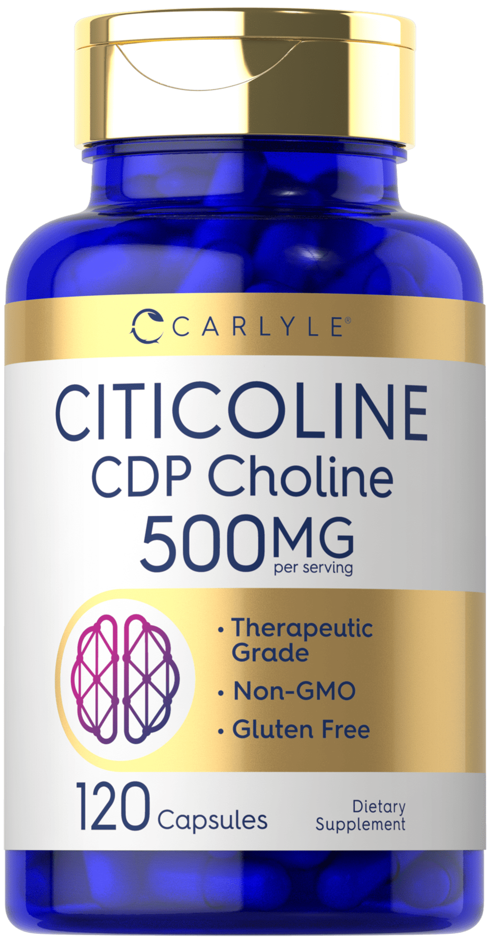 Citicoline 500 mg Supplement 120 Capsules CDP Choline NonGMO