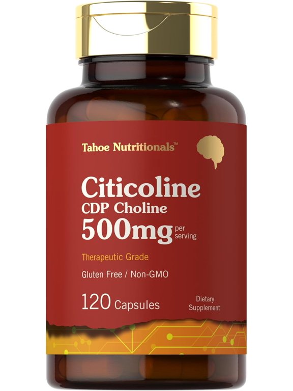 Citicoline 500mg | 120 Capsules | CDP Choline Supplements for Men and Women | by Tahoe Nutritionals